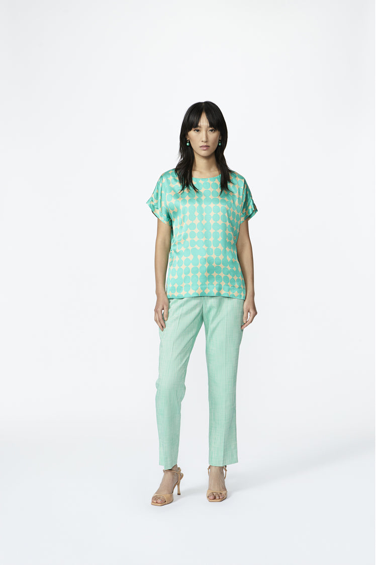 satijnen blouse met fresh mint print - xandres - - grote maten - dameskleding - kledingwinkel - herent - leuven
