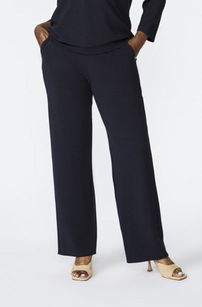 navy broek met fijne rib - xandres - - grote maten - dameskleding - kledingwinkel - herent - leuven