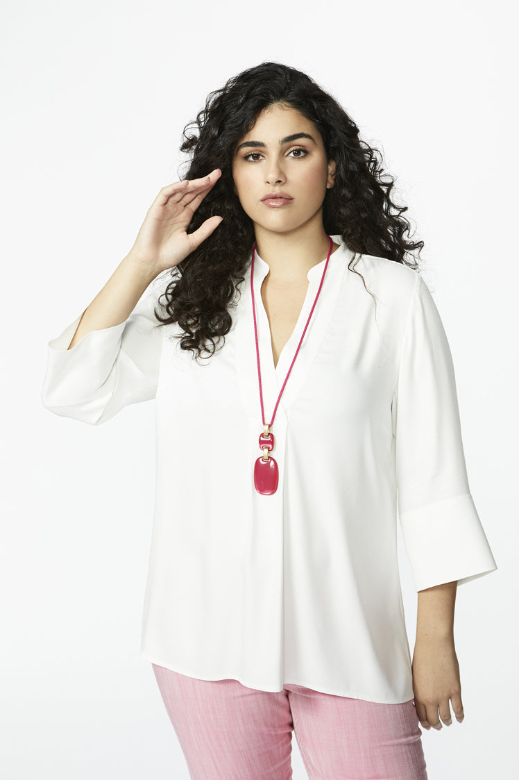 ecru blouse met v-hals - xandres - - grote maten - dameskleding - kledingwinkel - herent - leuven