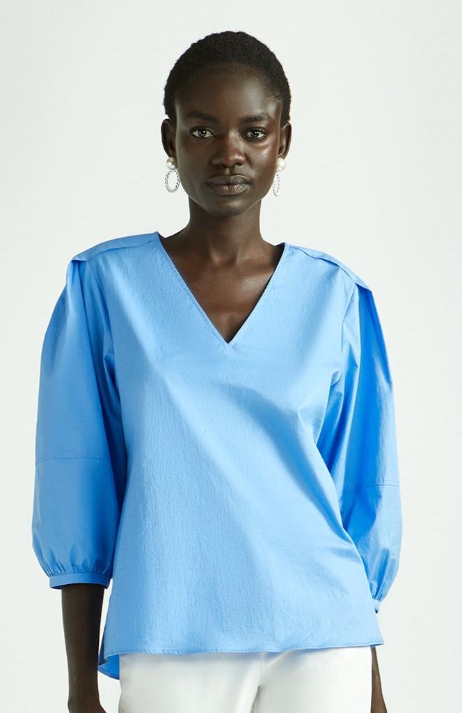 luchtige blouse in cornflower blue