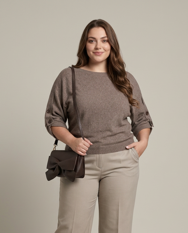 Soft Clay Merinowollen Trui met Knoopdetails
