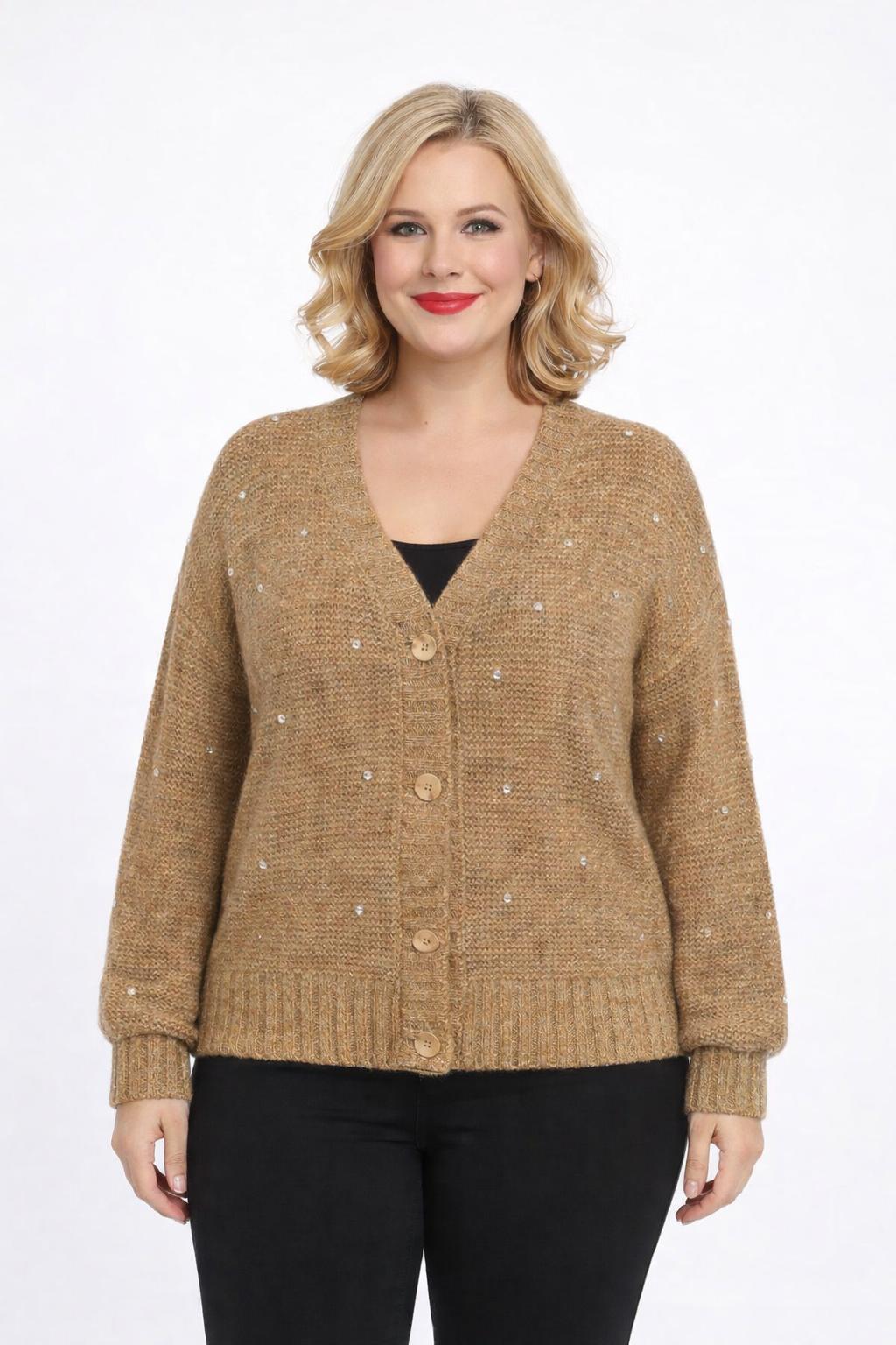 Taupe Vest Met Strassdetails