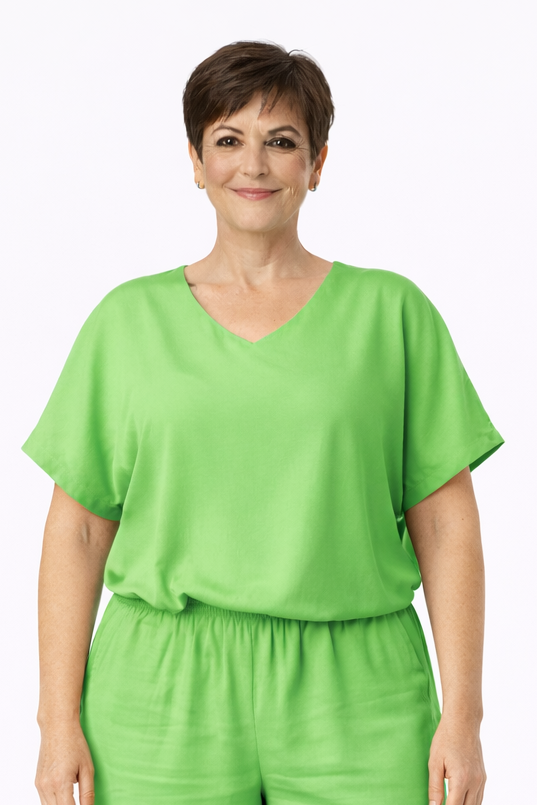 V-Hals Blouse Met Korte Mouw