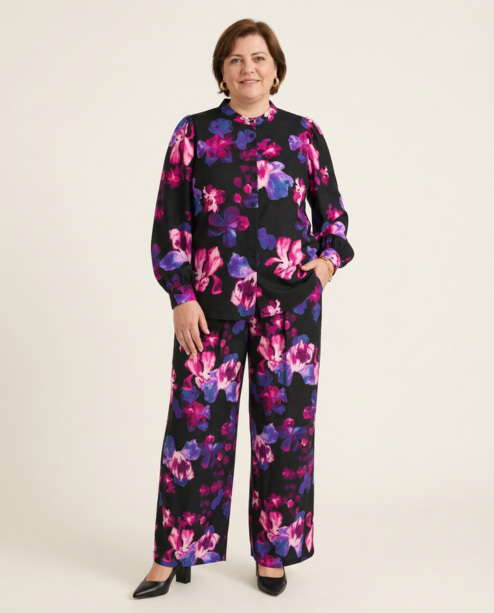 Wijde Broek Met Bloemenprint