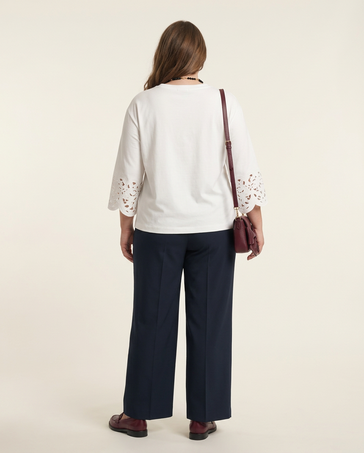 Wit T-shirt met Broderie