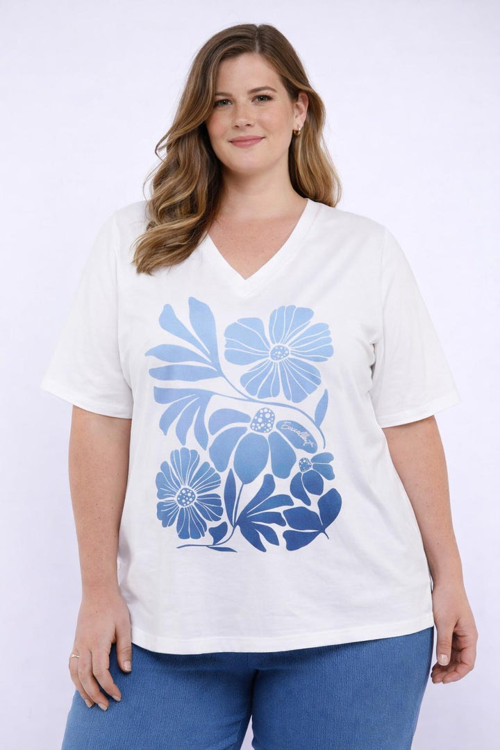 Witte T-shirt Met Bloemenprint