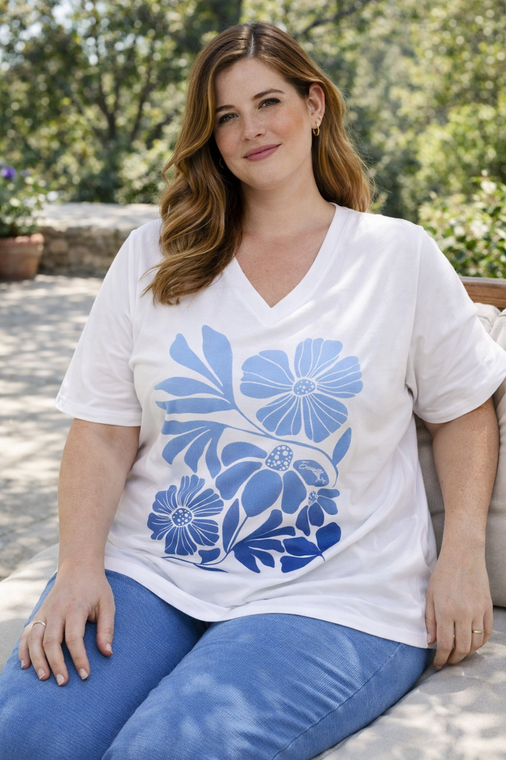 Witte T-shirt Met Bloemenprint