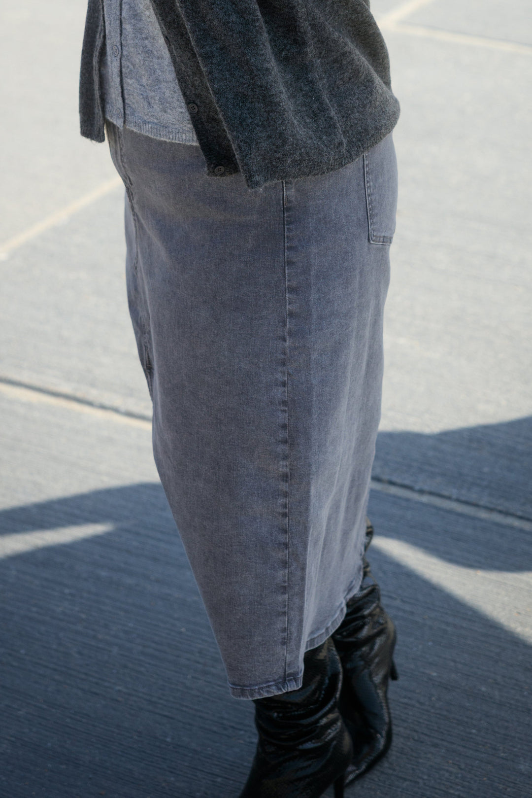 Grijze Denim Kokerrok