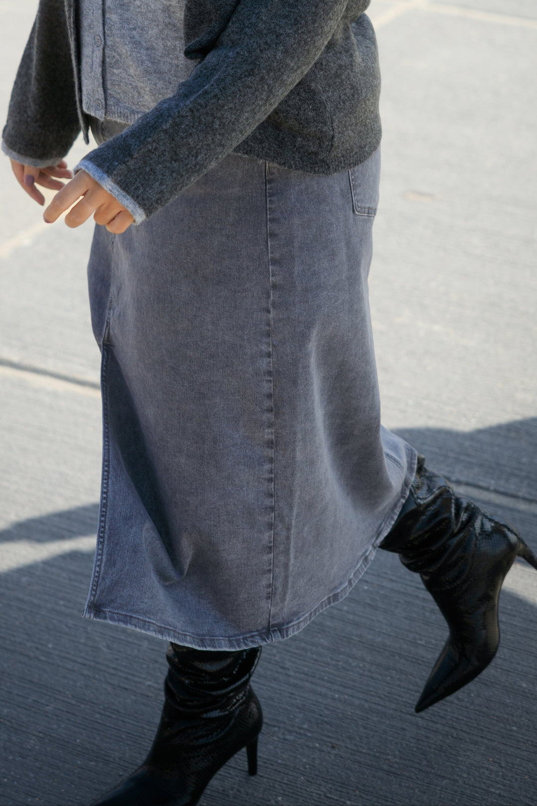 Grijze Denim Kokerrok