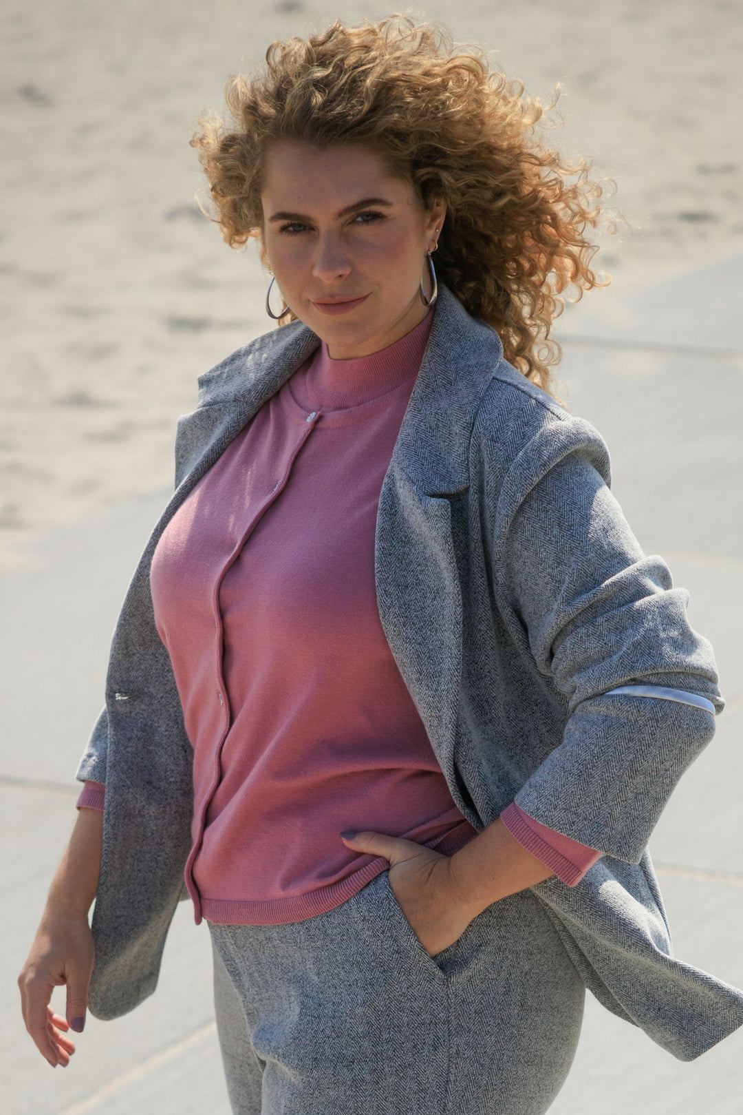 Roze Fijngebreid Vestje