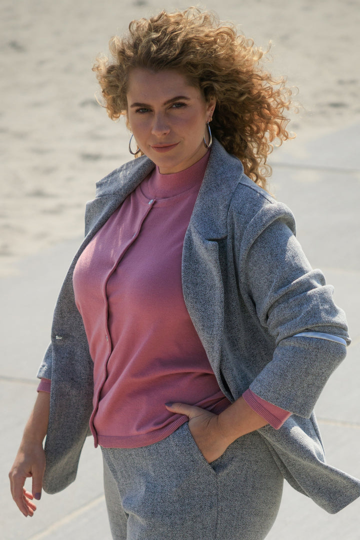 Roze Fijngebreid Vestje