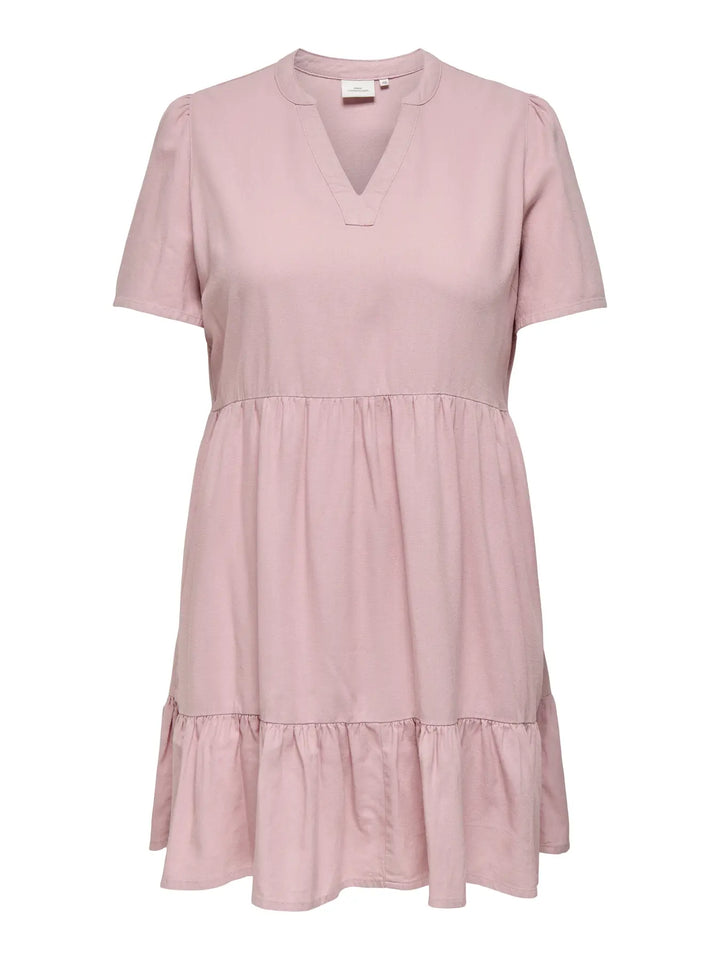 Zachtroze Linnen Jurk