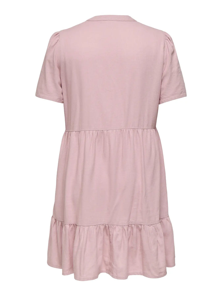 Zachtroze Linnen Jurk