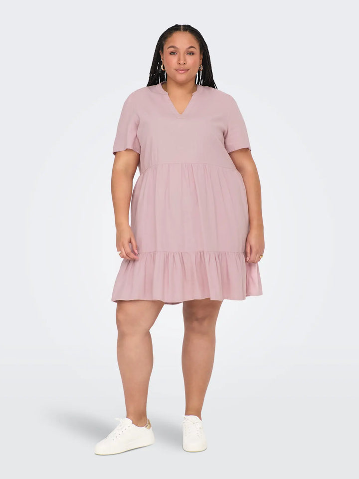 Zachtroze Linnen Jurk