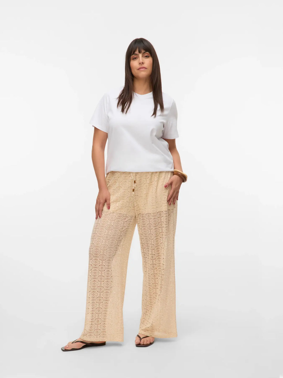 Beige Kanten Broek