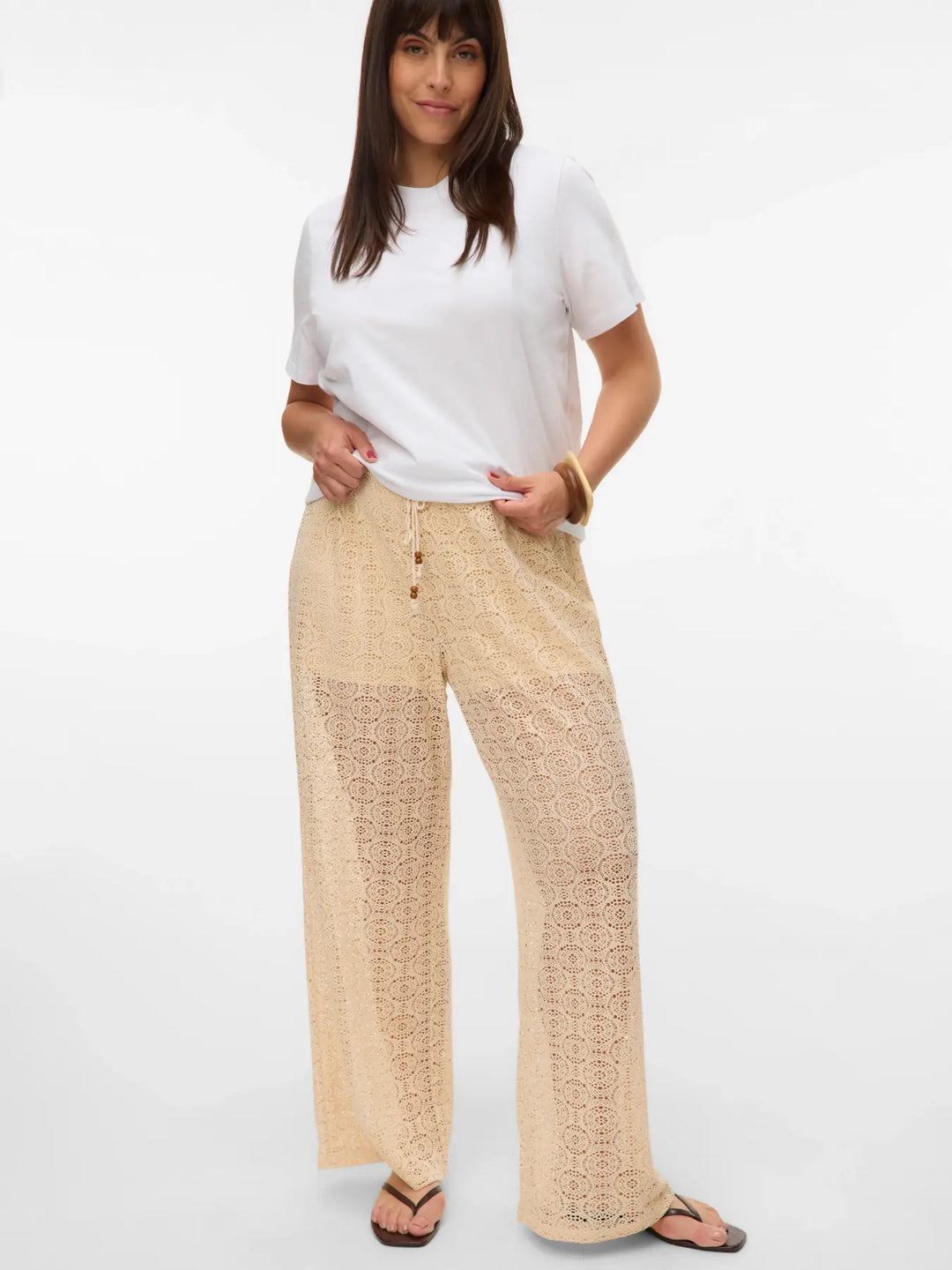 Beige Kanten Broek