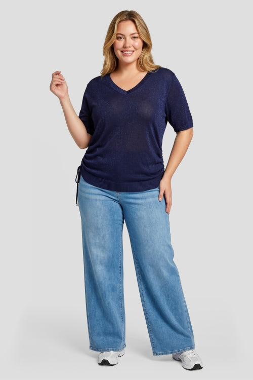 Donkerblauwe Gebreide Top met Glitter