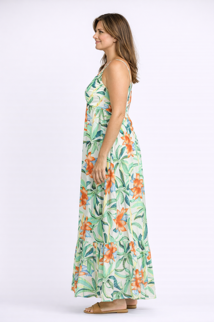 Zomerse Maxi-Jurk Met Tropische Print