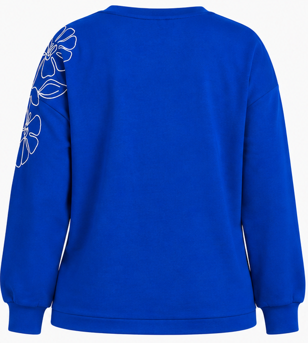 Kobaltblauwe Sweater met Bloemen