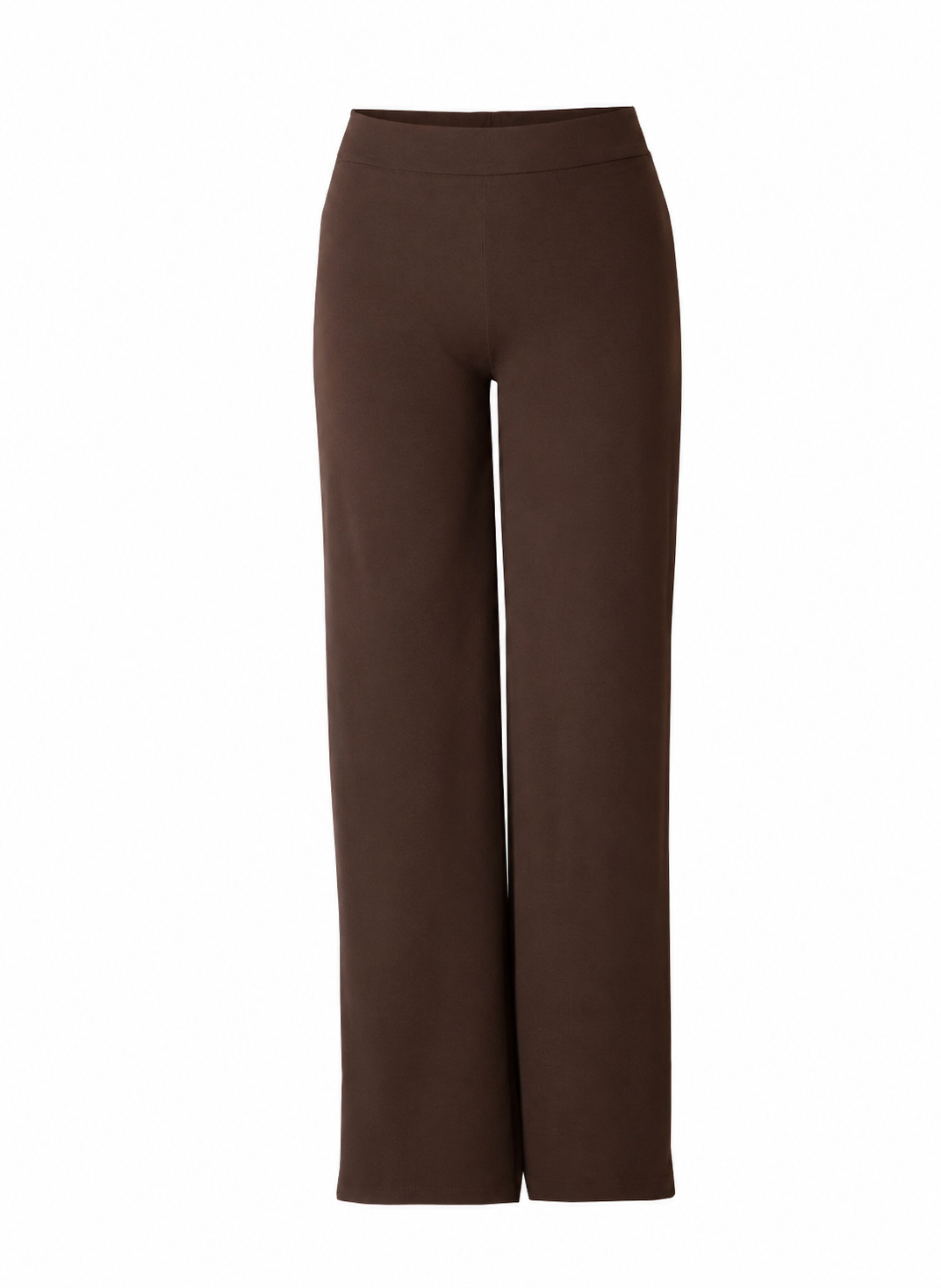 Bruine Rechte Broek Met Elastische Tailleband