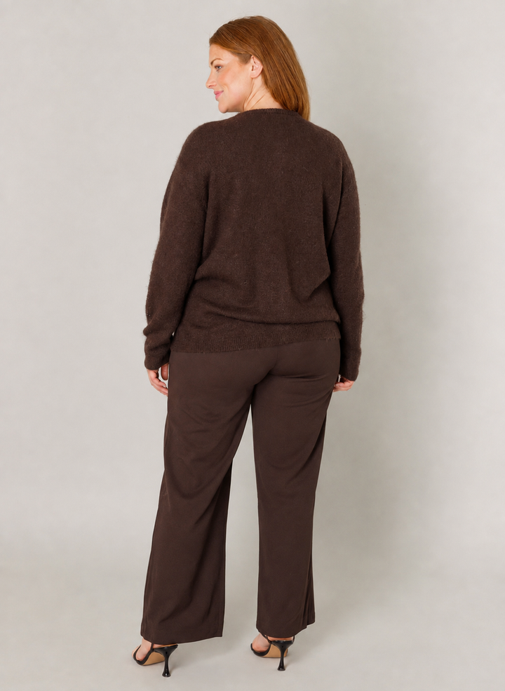 Bruine Cardigan Met Parelmoer Knopen
