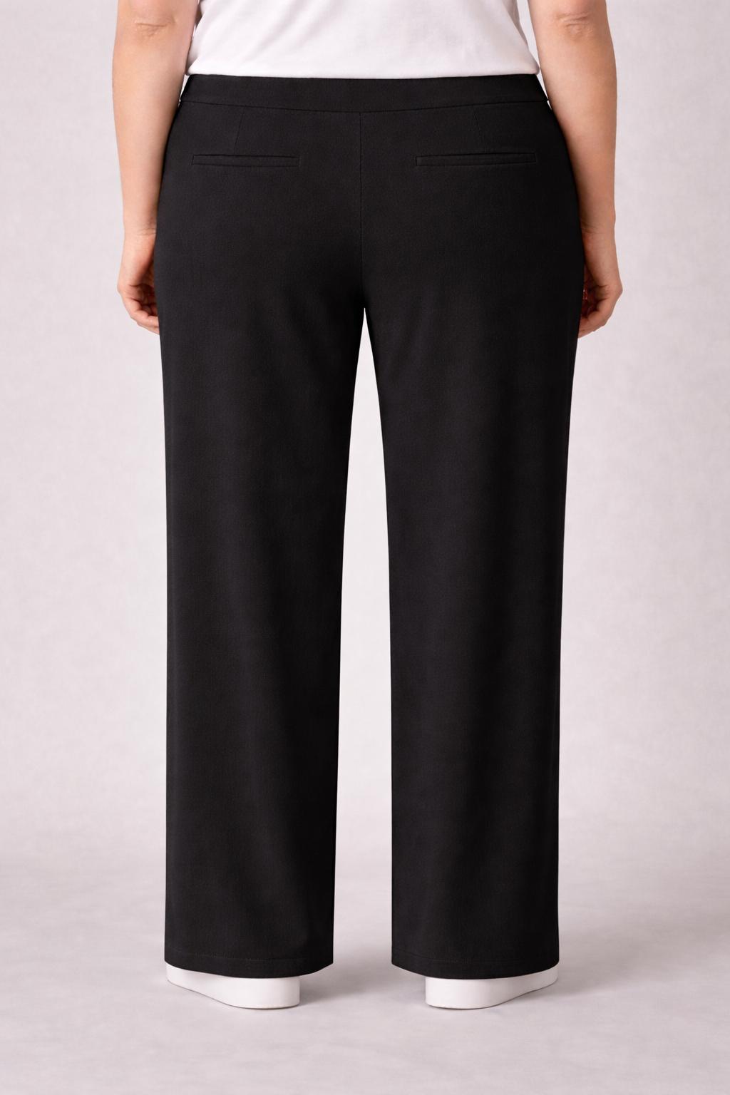 Zwarte Rechte Broek Met Elastische Tailleband