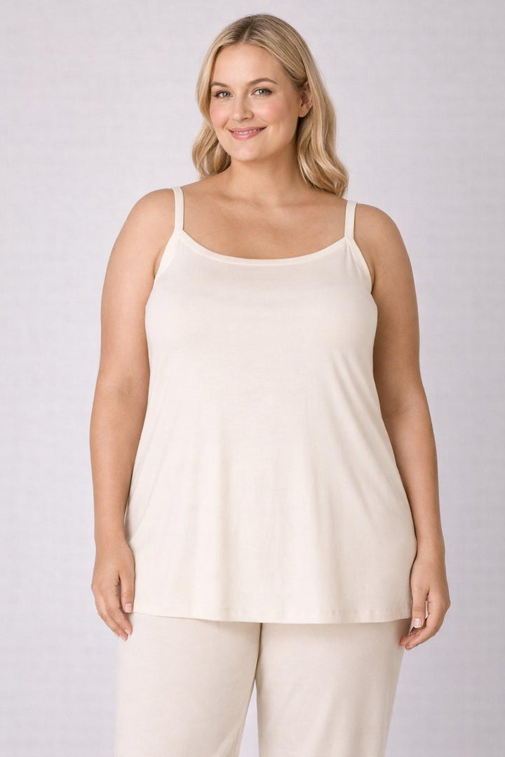 Beige Top Met Verstelbare Spaghetti Bandjes