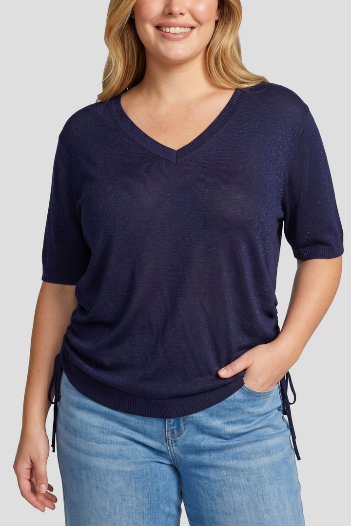 Donkerblauwe Gebreide Top met Glitter