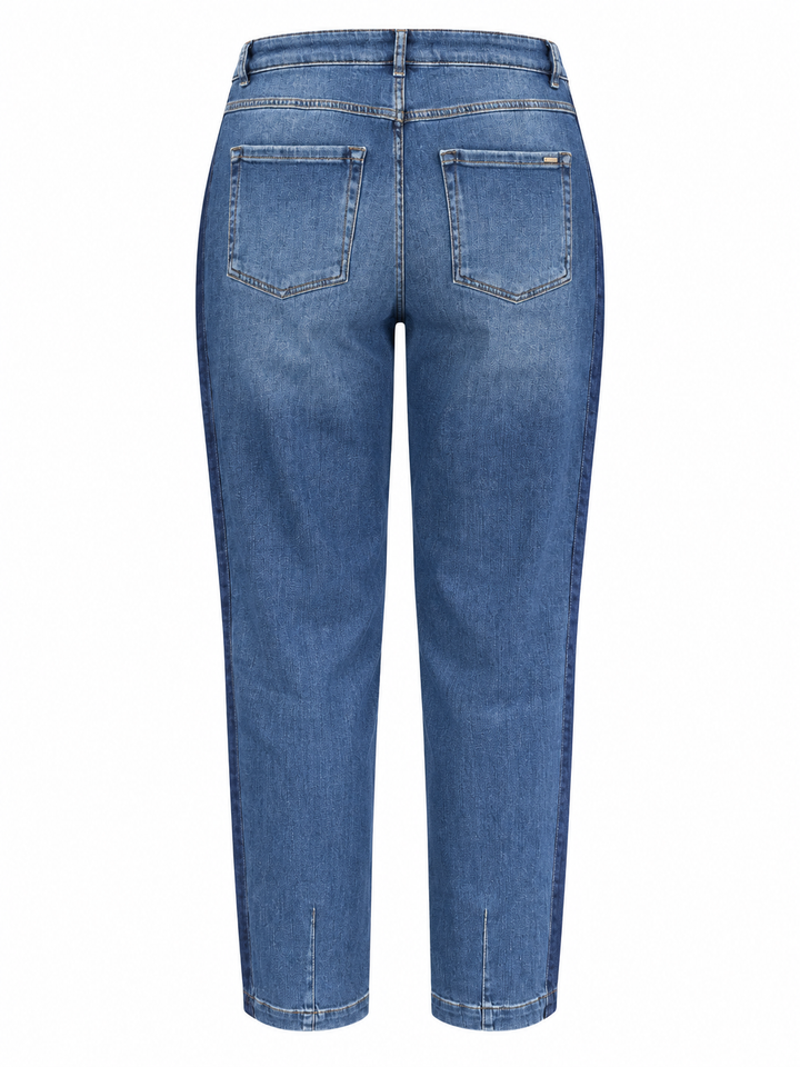 Blauwe Barrel Jeans met Donkere Zijbies