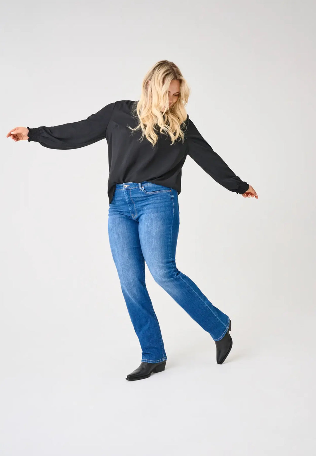 Trendy Slim Fit Jeans In Mediumblauw Denim