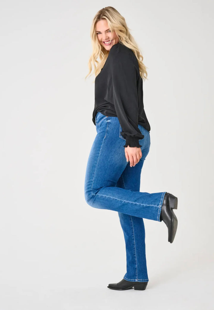 Trendy Slim Fit Jeans In Mediumblauw Denim