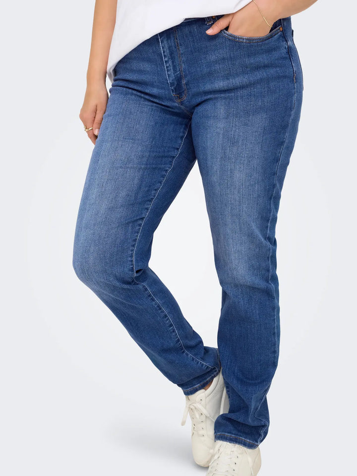 Trendy Slim Fit Jeans In Mediumblauw Denim