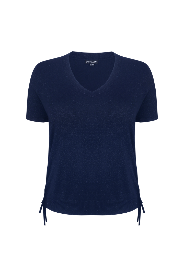 Donkerblauwe Gebreide Top met Glitter