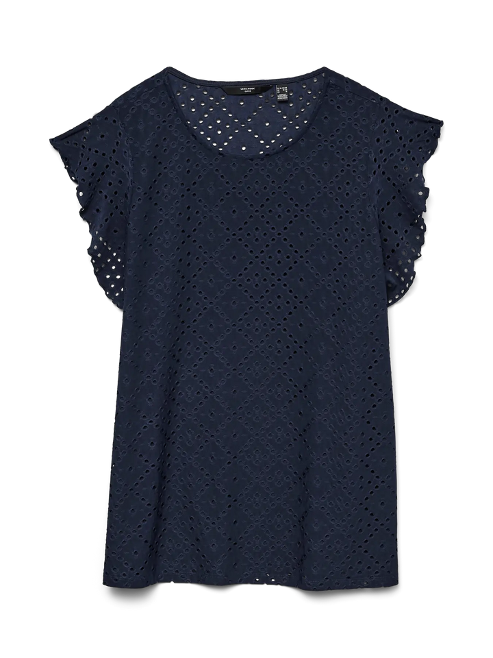 Donkerblauwe Broderie Top
