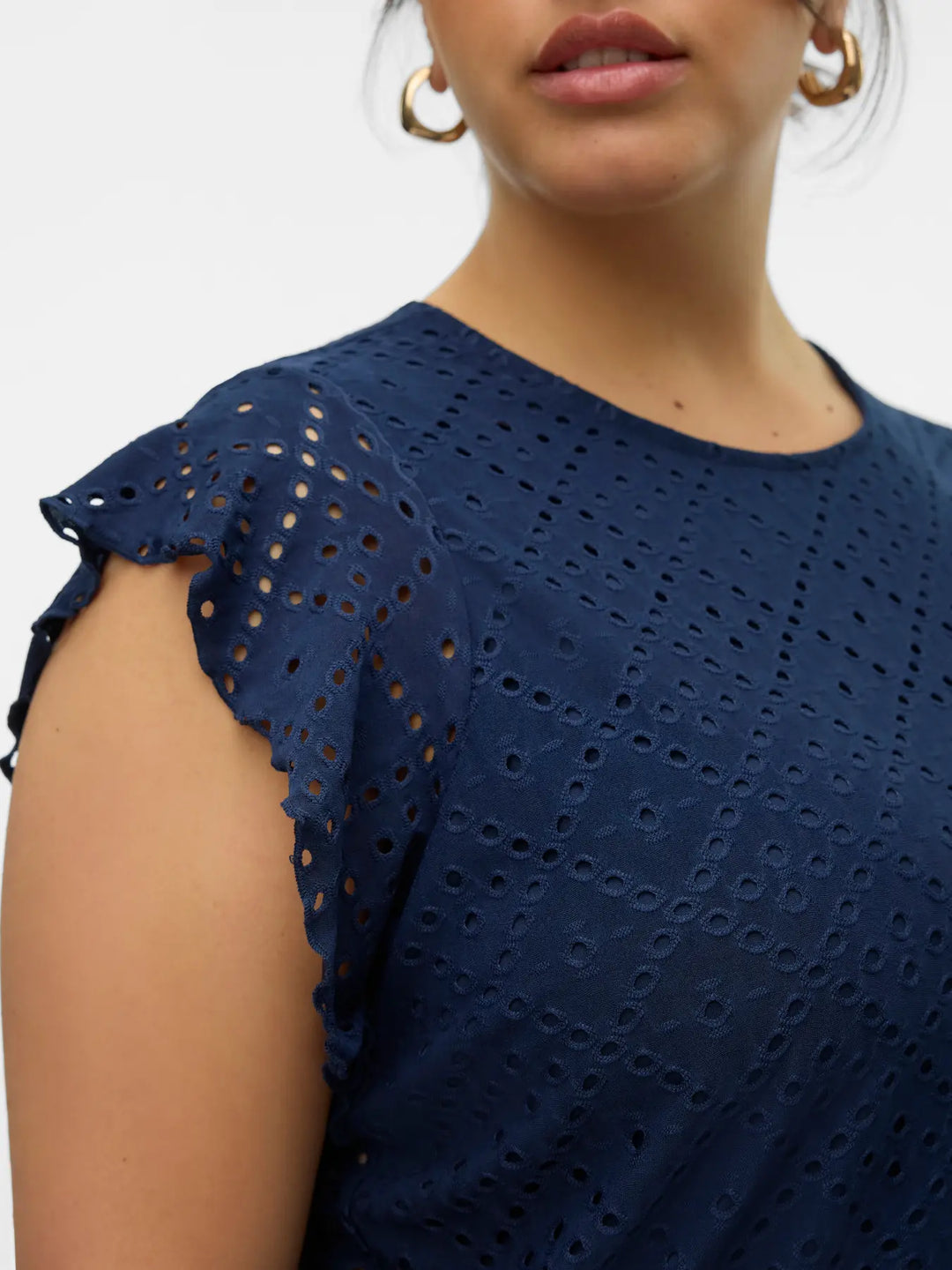 Donkerblauwe Broderie Top