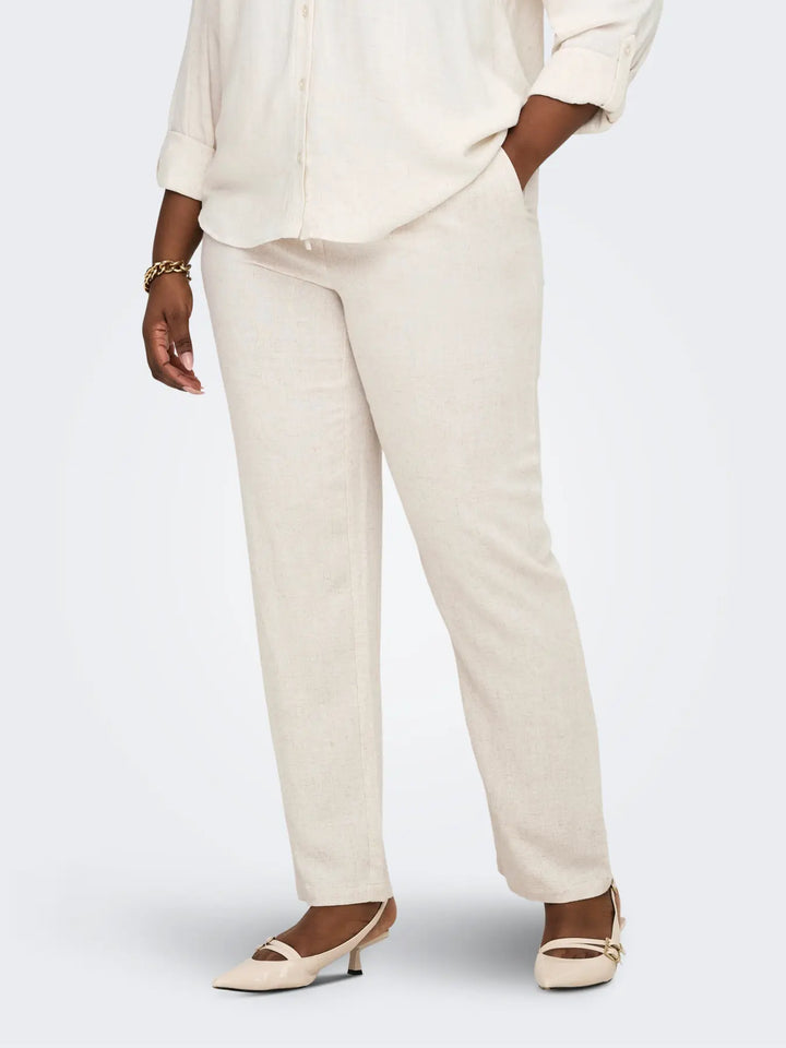 Ecru Broek Linnenlook