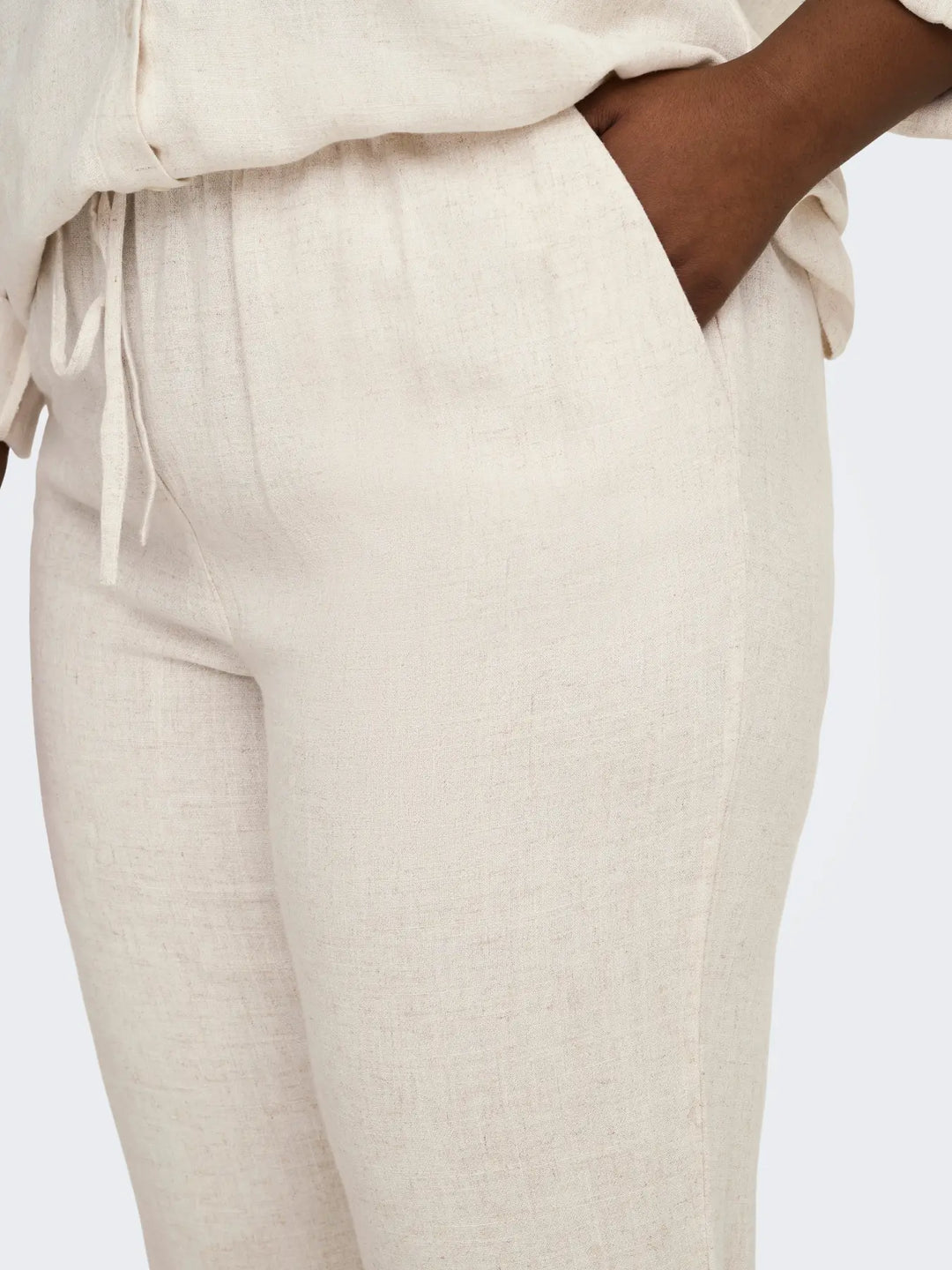 Ecru Broek Linnenlook
