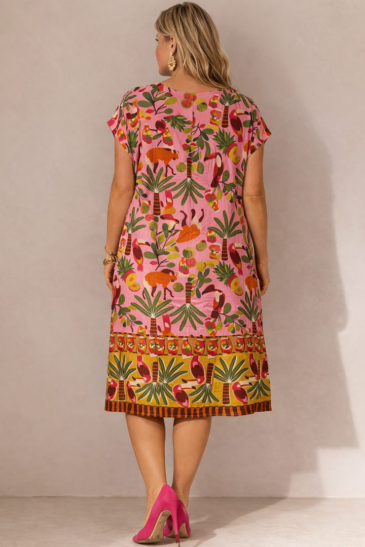 Roze Jungle Jurk Met Pailletten En Zakken