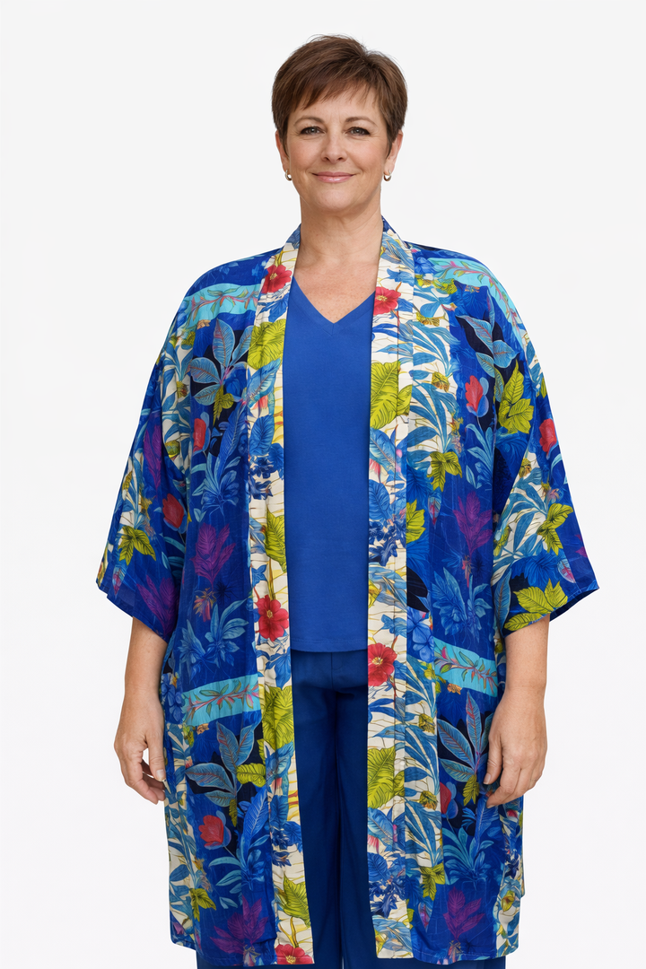 Lange Kimono Met Tropische Print
