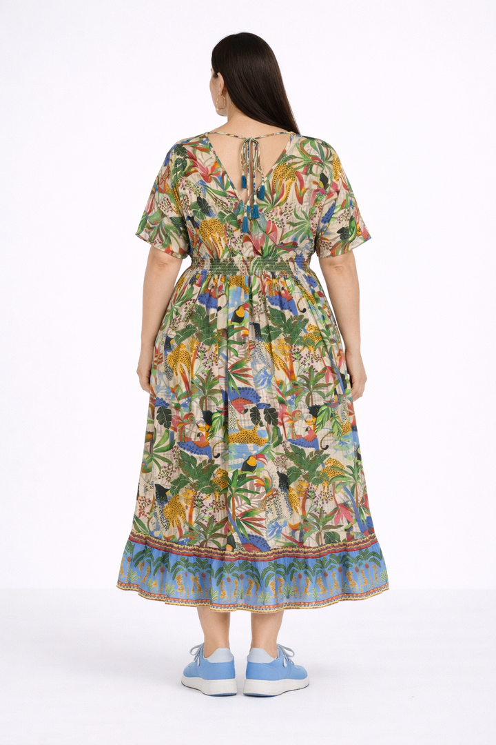 Maxi-Jurk Met Tropische Print