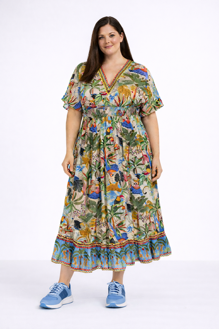 Maxi-Jurk Met Tropische Print