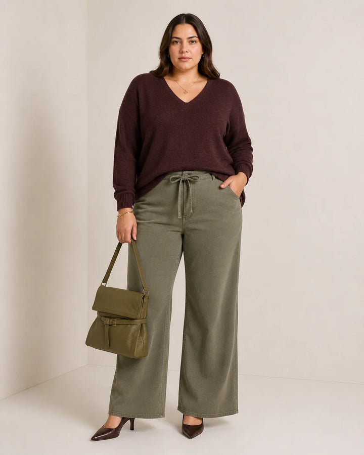 Groene Jeans Met Striklint