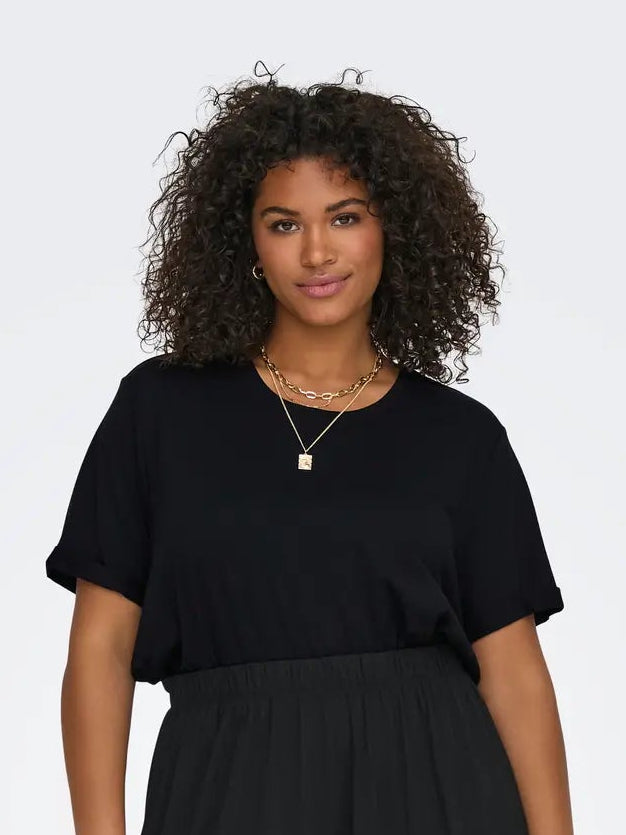 Zwart basic t-shirt met ronde hals