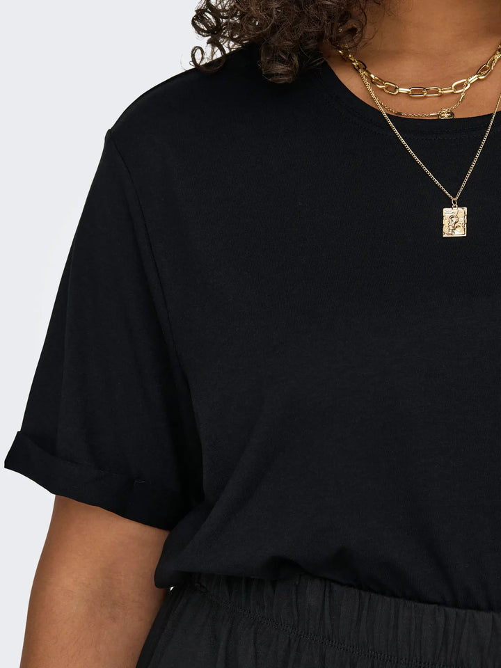 Zwart basic t-shirt met ronde hals