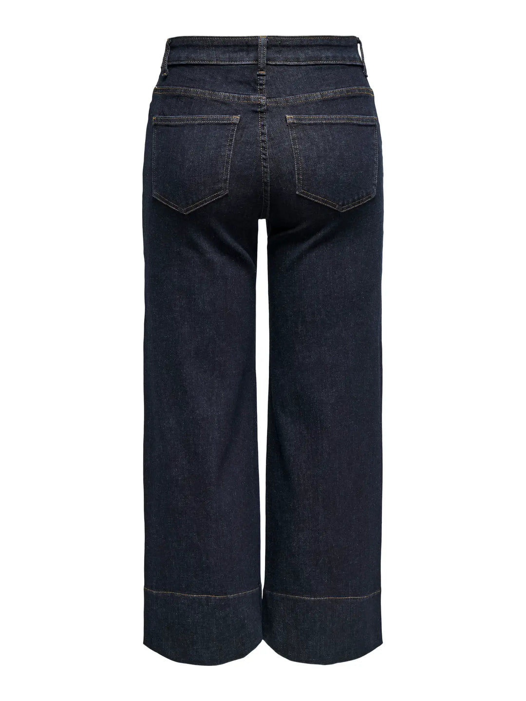 donkerblauwe jeans met brede zoom