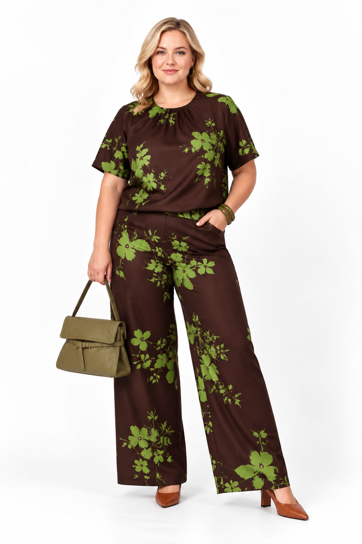 Bruine Broek met Florale Print