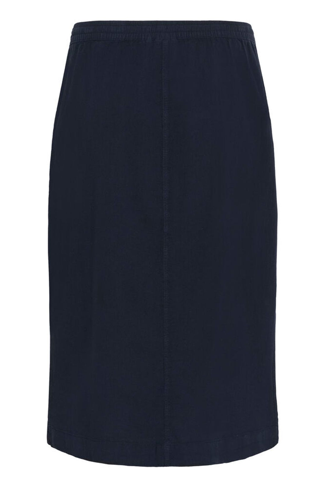 blauwe katoenen midi-rok met elastische taille