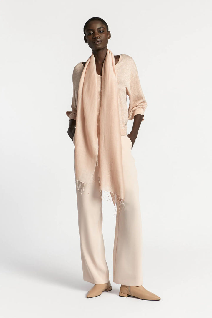 dunne lurex pull in dusty rose