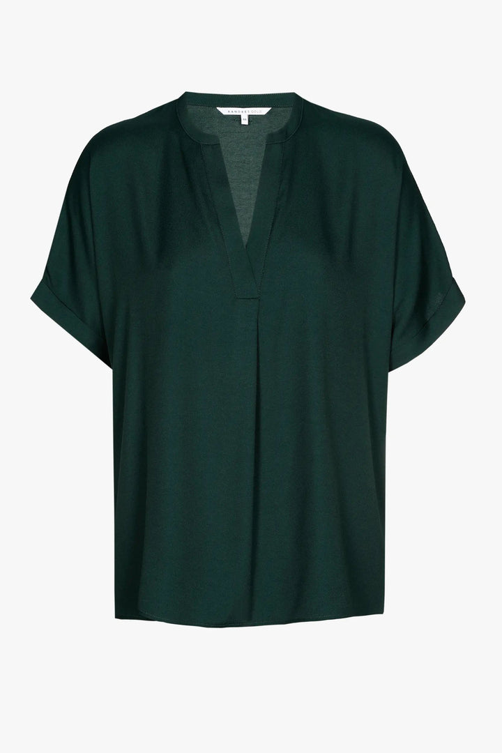 bottle green shirt met aangesneden mouwen