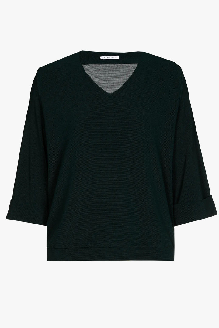 ottoman jersey t-shirt met v-hals en 3/4 mouwen